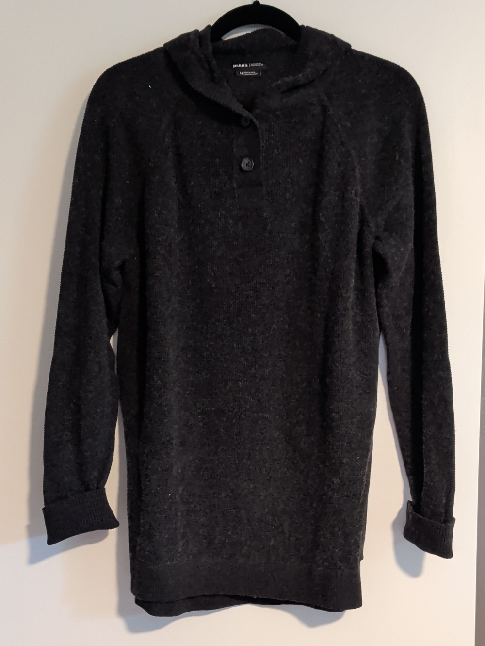 prAna hooded black tunic sweater